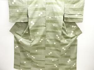 横段に茄子模様織り出し手織り紬着物